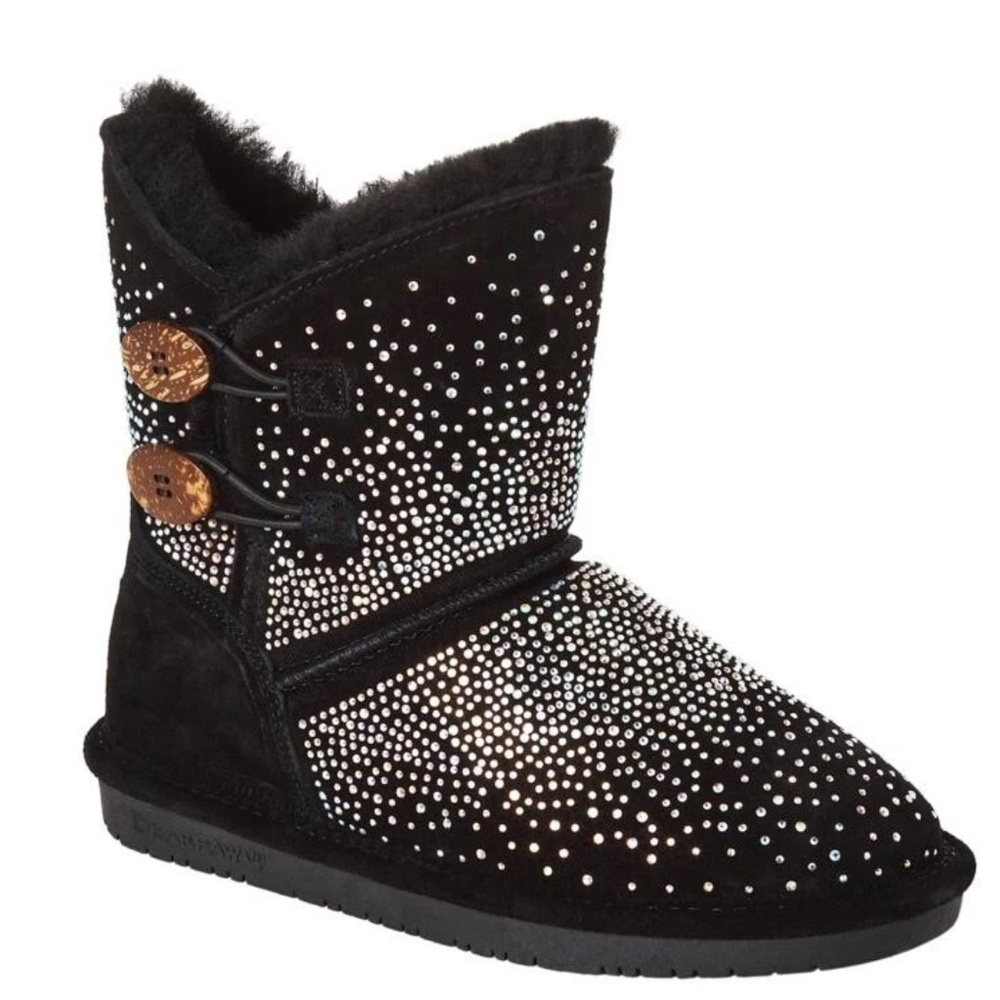 🆕 BEARPAW “Prudence” Pull-On Suede Sparkle black boots NWT $100 size: 7M - Picture 7 of 7